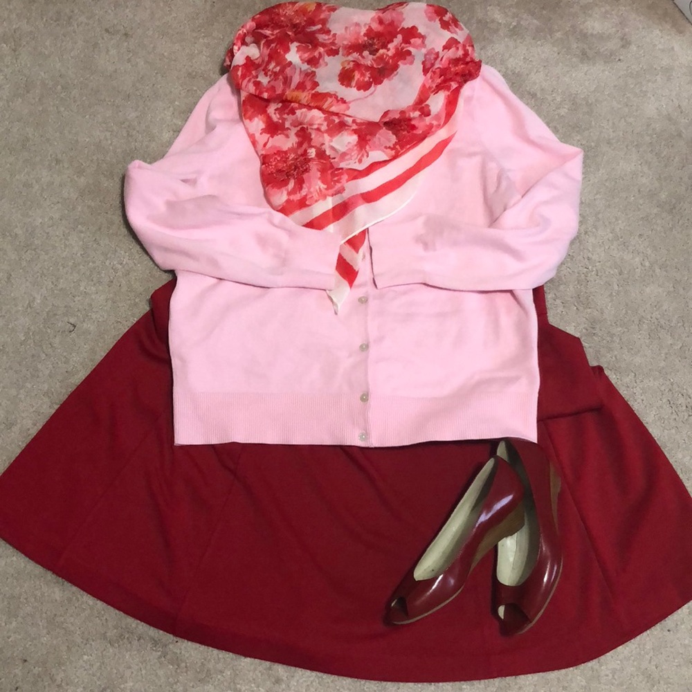 Soft Pink Supima Cotton cardigan Lands End 0X